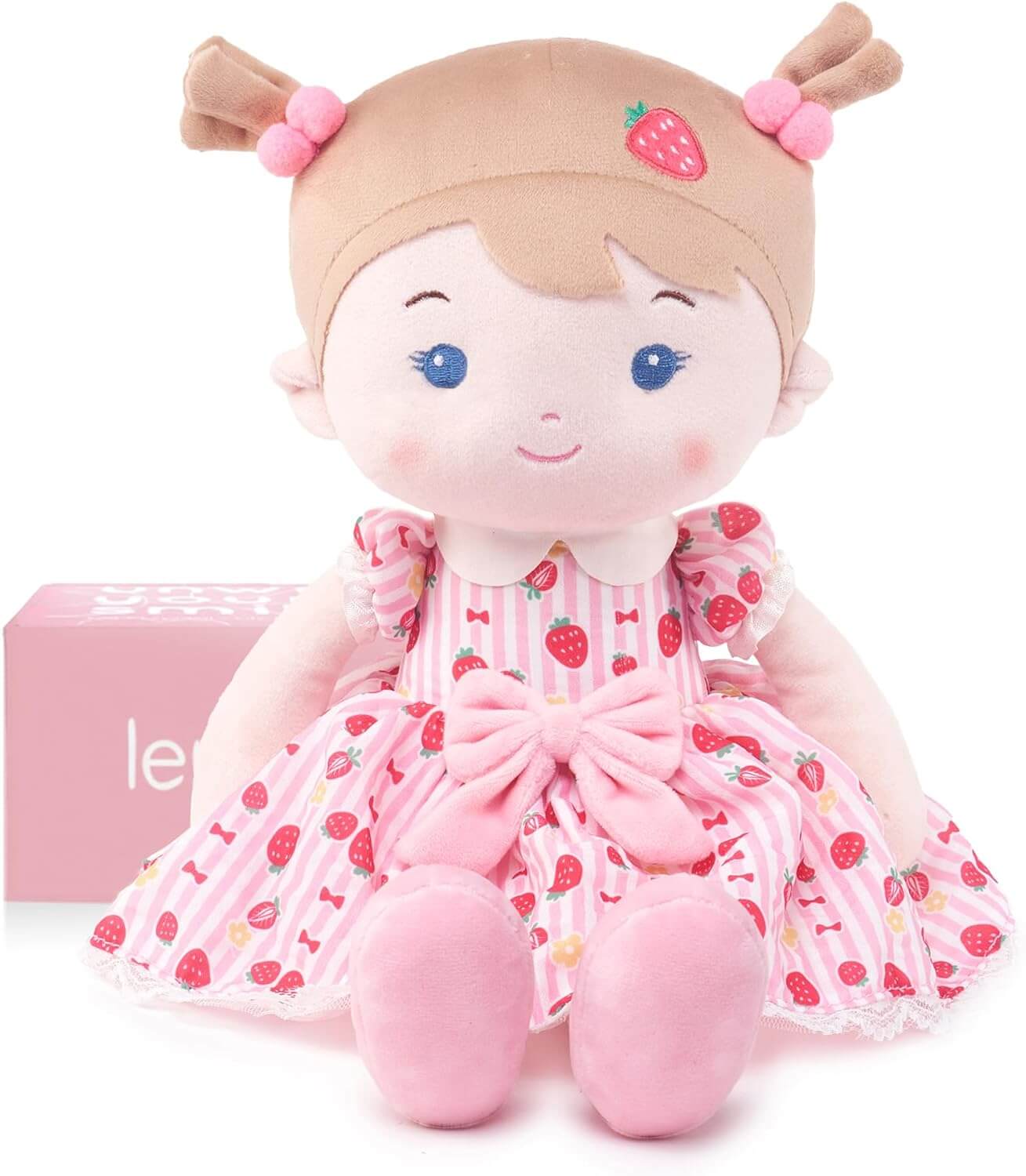 Soft baby doll with gentle features, ideal first doll toy for infants and toddlers