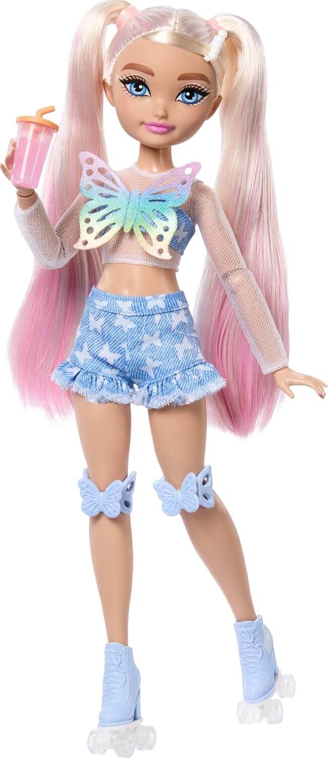 Barbie Dream Besties Malibu Roller Skating Doll in pink outfit with roller skates