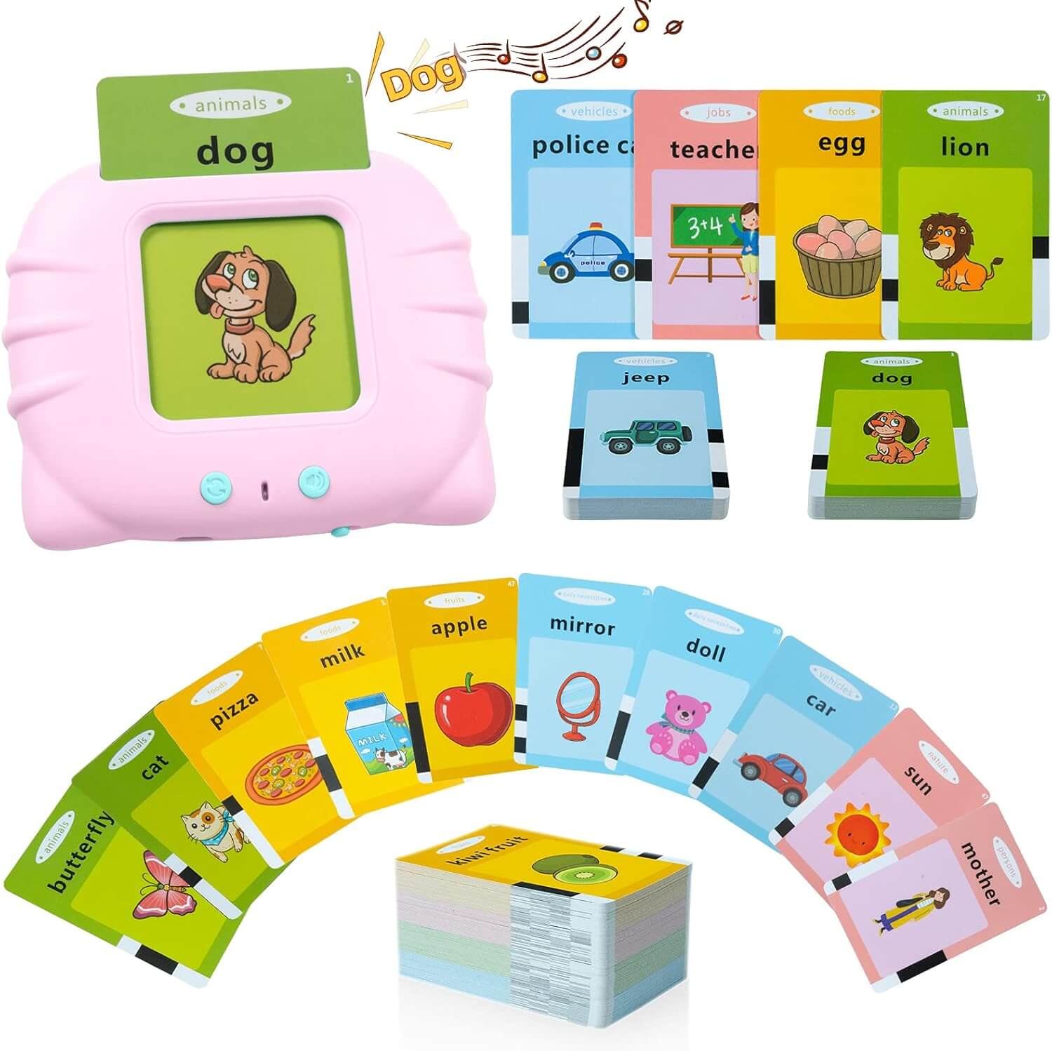 QuTZ Talking Flash Cards colorful interactive toy for toddler speech therapy and learning